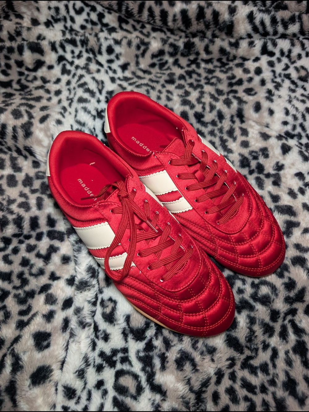 Madden Girl Red and White Quilted Sneakers